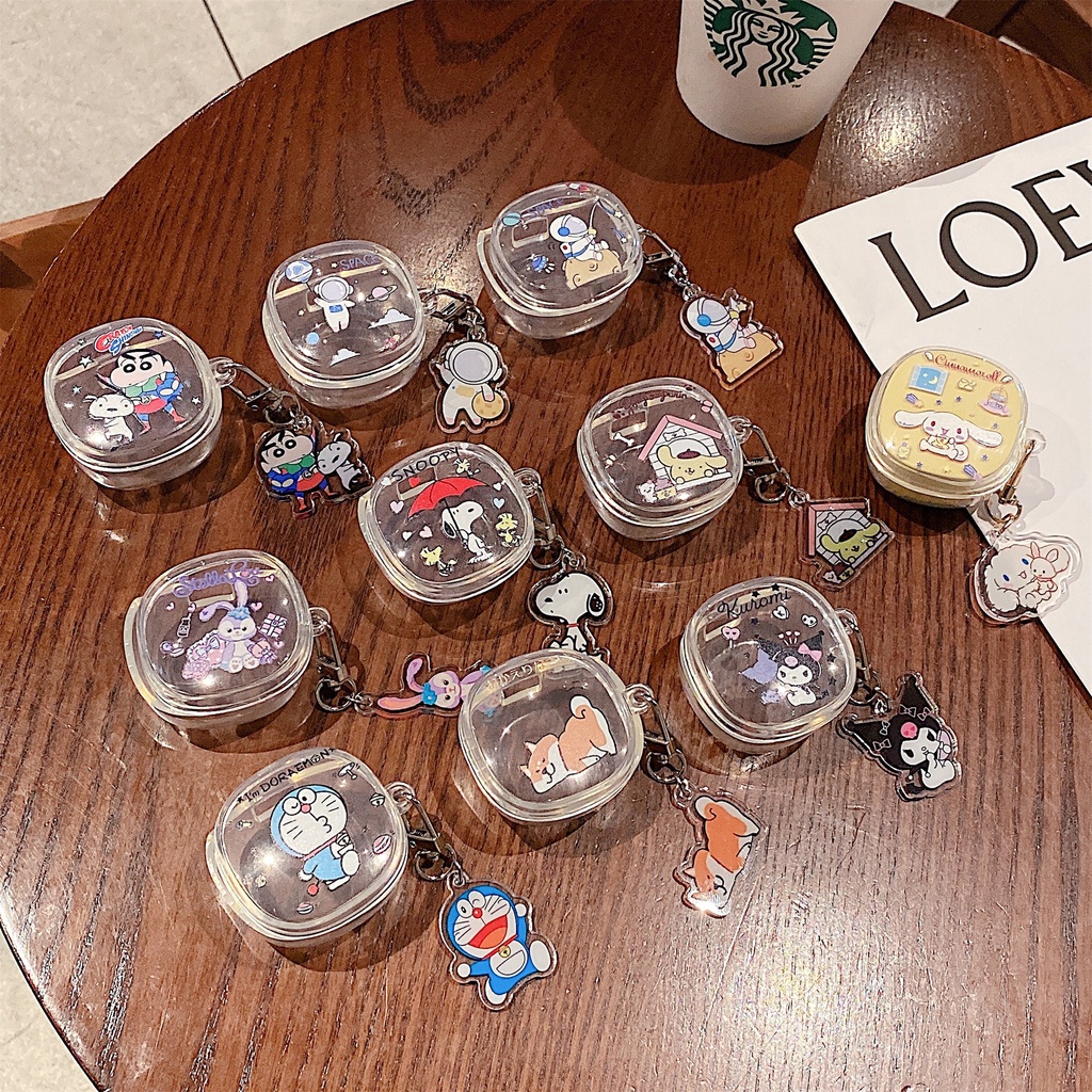 Vỏ Bọc Hộp Sạc Tai Nghe Baseus Encok WM01 Bằng TPU Mềm Trong Suốt Chống Sốc Họa Tiết Hoạt Hình Kèm Móc Khóa Đơn Giản