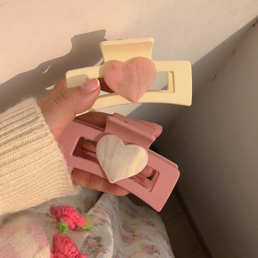 Kẹp Tóc Càng Cua Hình Trái Tim Đơn Giản Bằng Acrylic Cho Nữ