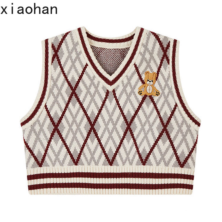 Áo Len Không Tay Thêu Hình Gấu Xinh Xắn Cho Nữ | BigBuy360 - bigbuy360.vn