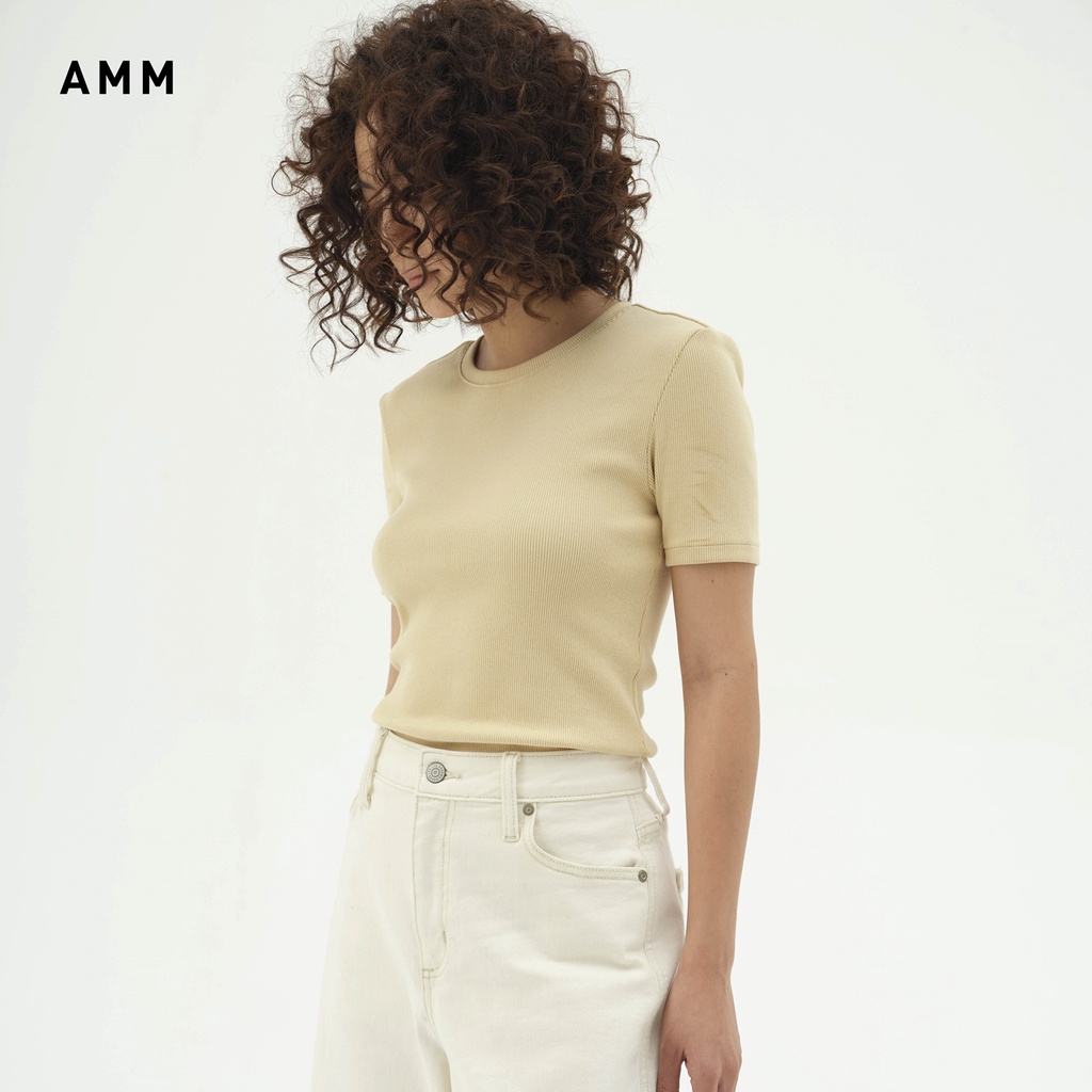 AMM Áo Phông Tăm Nữ Cổ Tròn Vải Rib