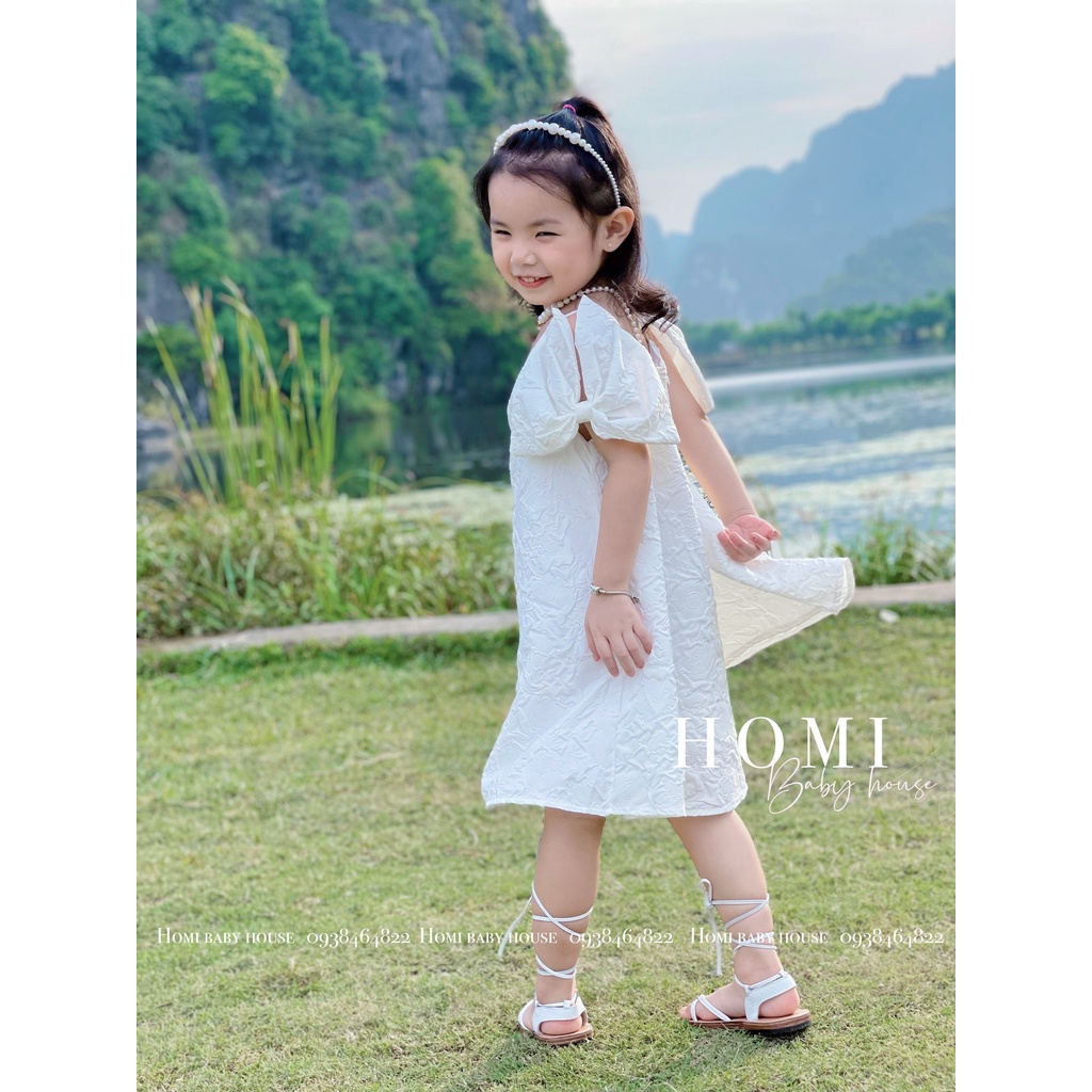 Váy bé gái HOMI BABY HOUSE đầm công chúa Fiona màu trắng/xanh/hồng cho bé dự tiệc dạo phố
