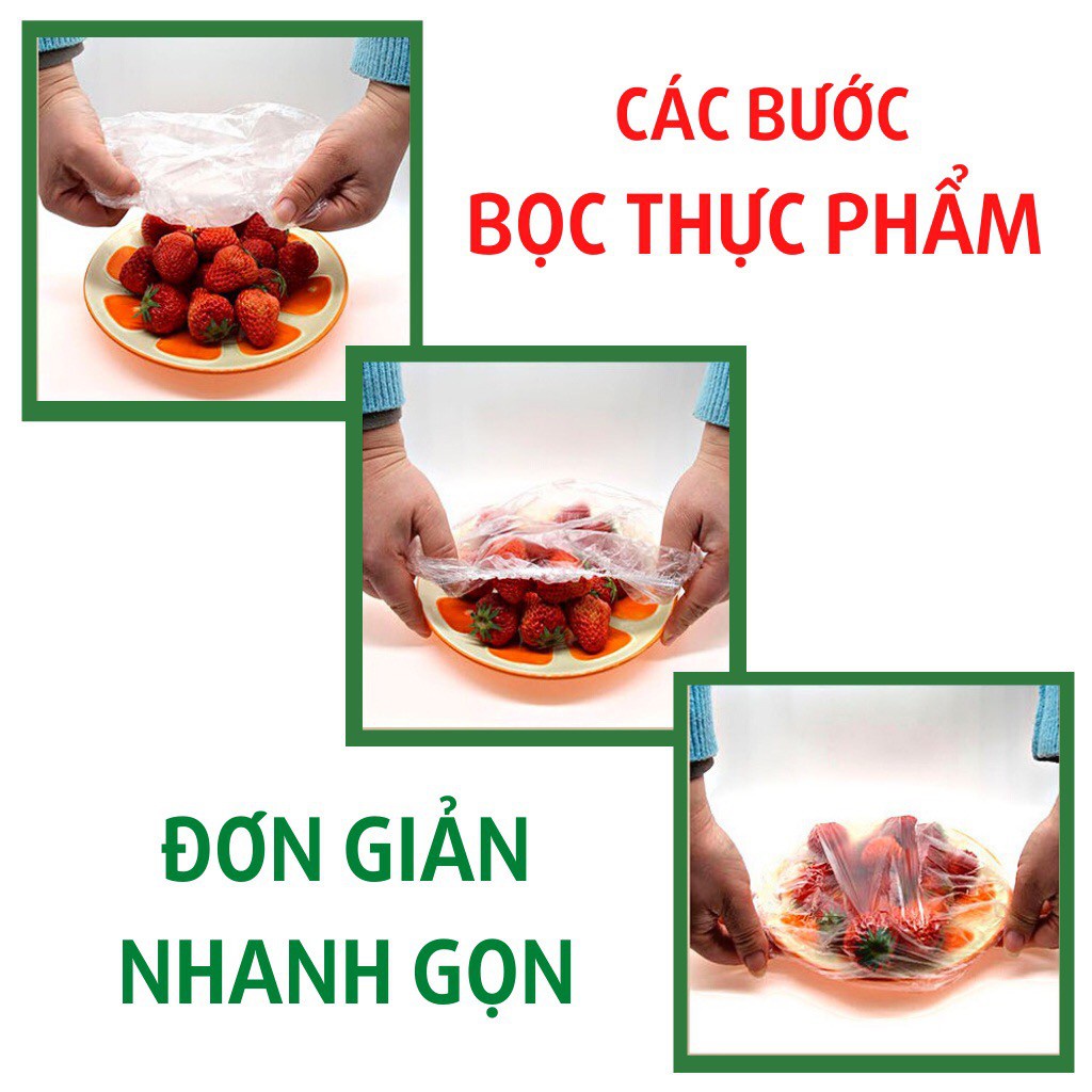 Màng bọc thực phẩm nilon có chun co giãn tiện dụng - bịch 100 chiếc