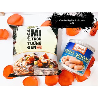 Combo Cứu Đói 5 Gói mì Tương Đen và 1 Hộp Xúc xích Mỹ