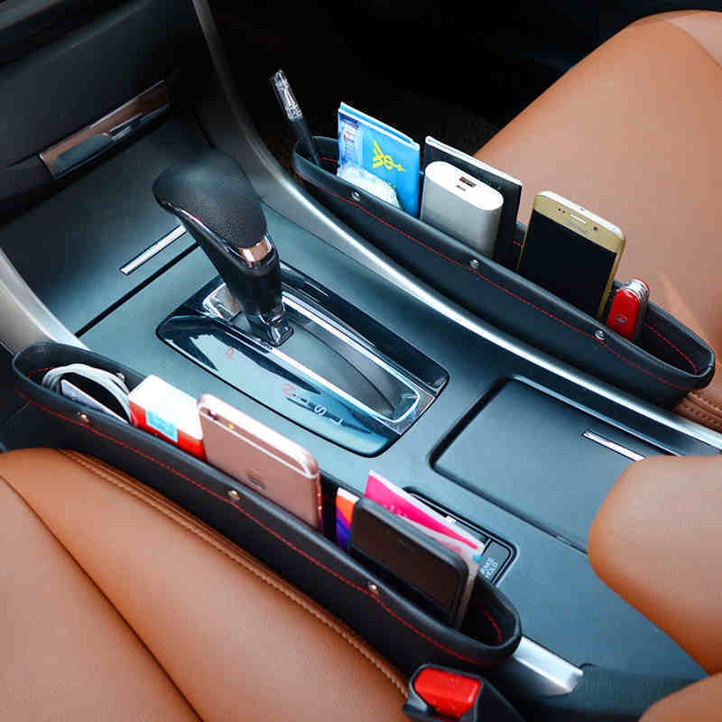 Hộp Da Đựng Đồ Đa Năng Gắn Khe Ghế Ngồi Xe Hơi