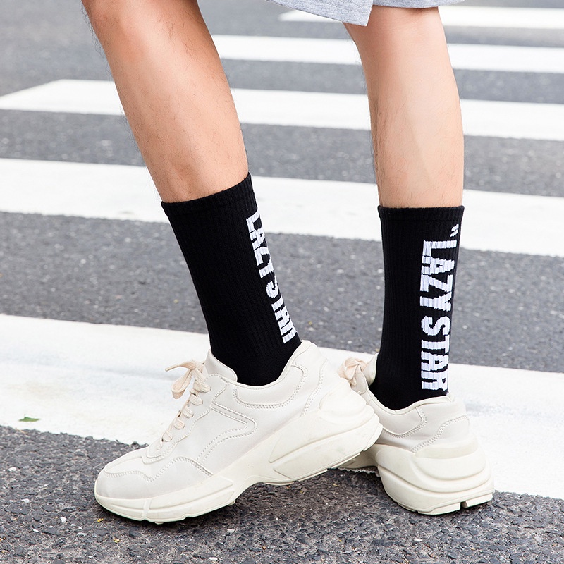 Vớ cotton Nguyên Chất in Chữ Đơn Giản Thời Trang Thu Đông Mới Cho Nam