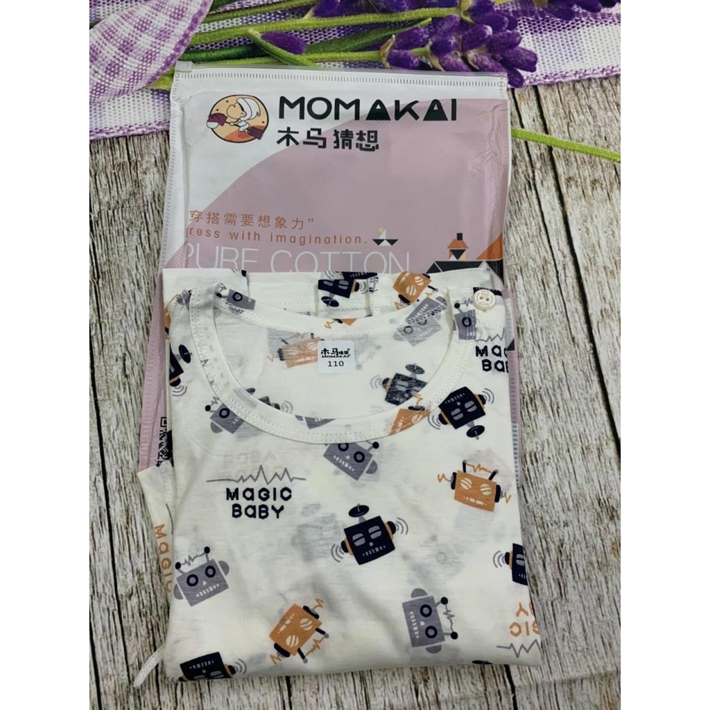 Bộ đồ dài tay cotton chất xuất Hàn MoMaKa co giãn 4 chiều cho bé trai, bé gái ( 8- 20 kg) -Thời trang trẻ em 2021