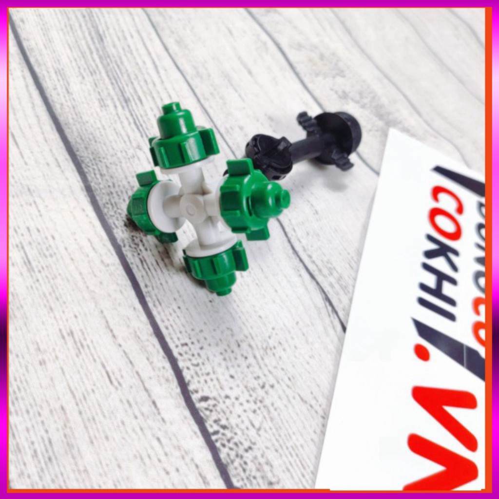 10 Béc phun sương 4 tia, có chống nhỏ giọt, kèm ren 21mm dùng tưới cây, tưới lan