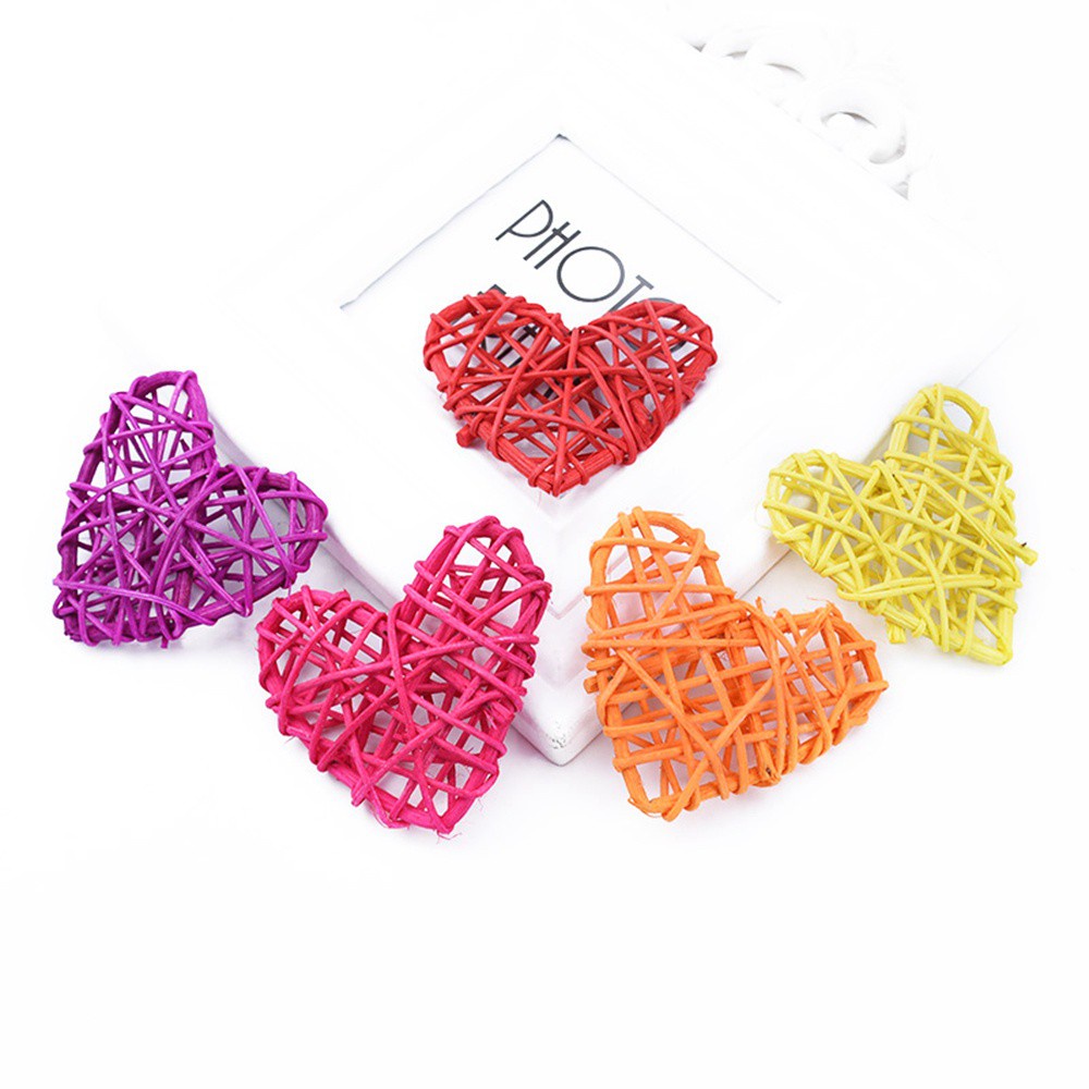 Set 5 quả cầu mây đan hình ngôi sao / trái tim nhiều màu độc đáo dùng trang trí tiệc cưới diy