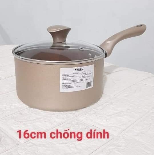 NỒI QUẤY BỘT NHÔM NGUYÊN CHẤT CHỐNG DÍNH FAMCO ĐÁY TỪ - SIZE 16CM