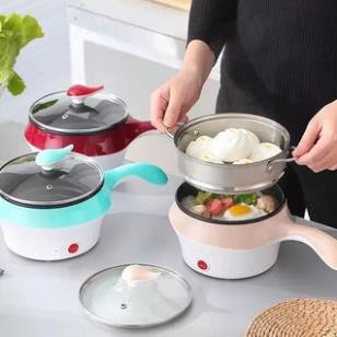 [ giảm giá sốc ] Nồi Lẩu Mini, Ca Nấu Mì 2 Tầng Mini Tặng Kèm Vỉ Hấp Đa Năng, Chiên, Hấp, Lẩu, Rán Tiện Dụng