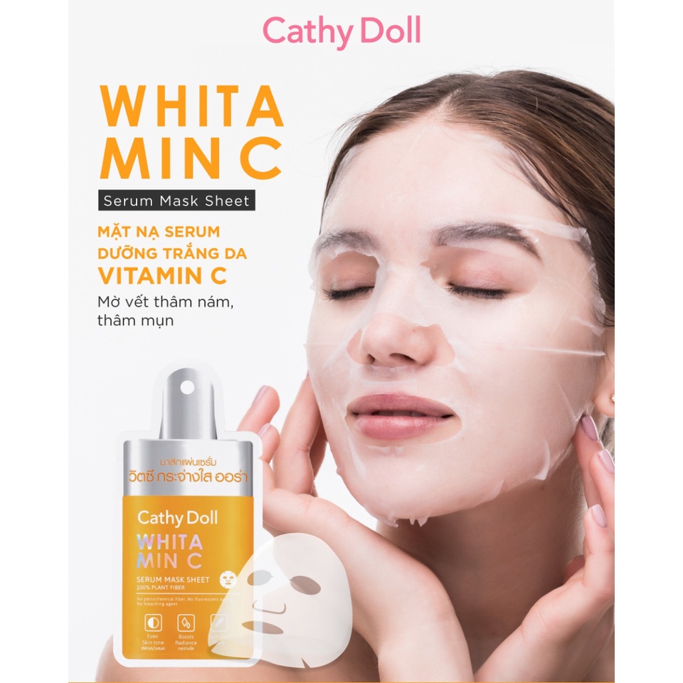 Mặt nạ giấy dưỡng trắng da Cathy Doll Whitamin C Serum Mask Sheet 20g