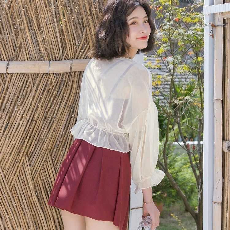 INS women's swimsuit + blouse cover belly slim conservative cute Japanese swimwear | BigBuy360 - bigbuy360.vn