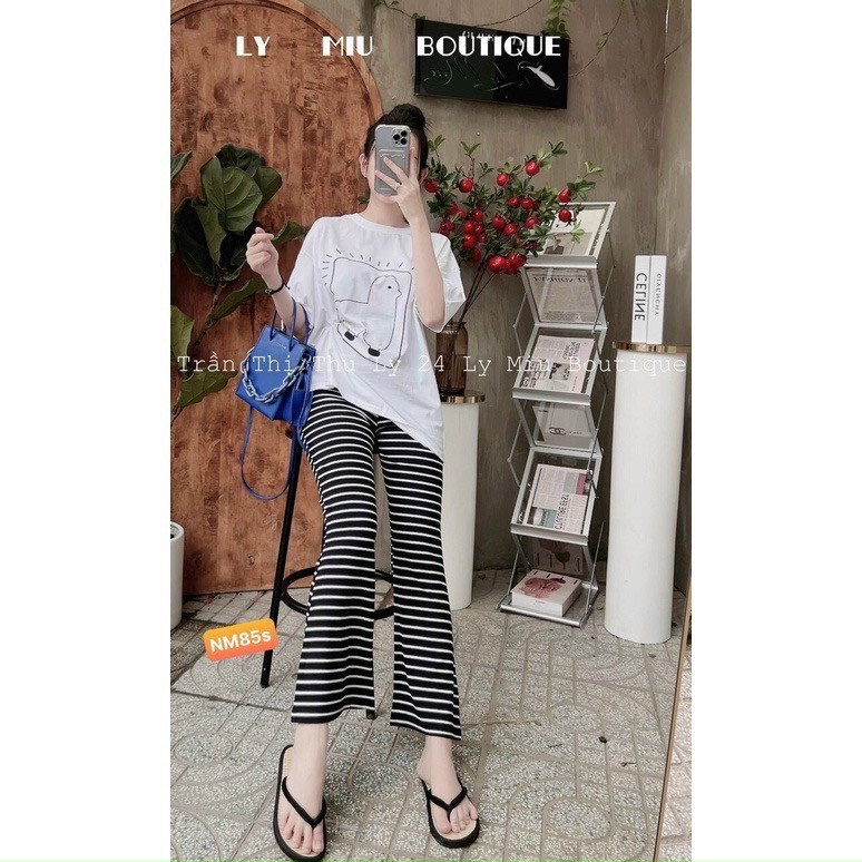 set xinh áo thun in hình kèm quần loe dài k