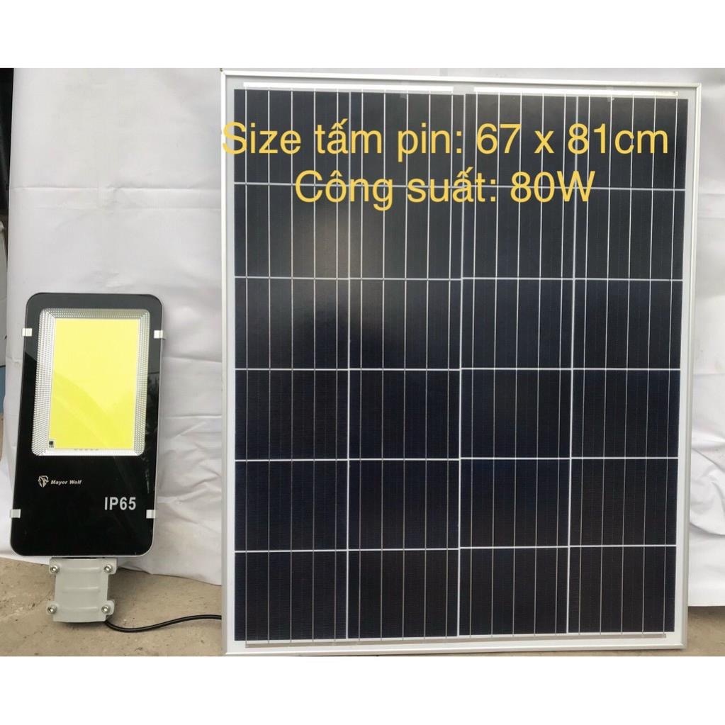 Đèn bàn chải công trình năng lượng mặt trời siêu to, siêu sáng Mayor Wolf tấm pin NL 80W hàng chính hãng bảo hành 2 năm