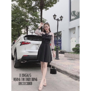 váy xèo cổ nơ pha tay ren ( đầm xèo hoot trend )