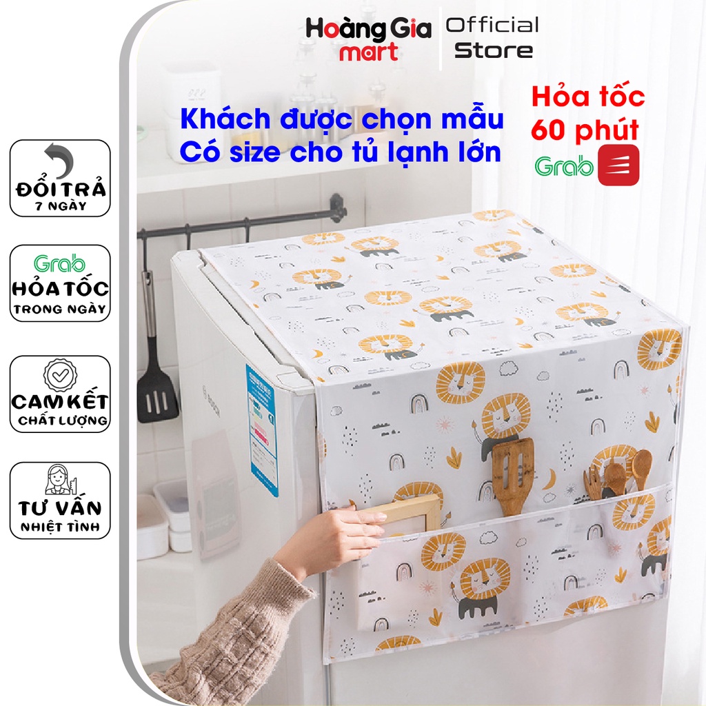 Bọc đầu tủ lạnh cao cấp chất liệu PEVA dày dặn chống thấm bảo vệ màu của máy mã GD094