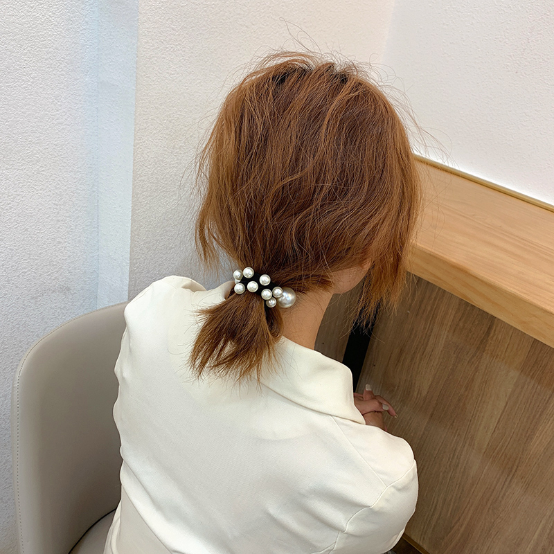 Dây Cột Tóc Hình Nơ Đính Ngọc Trai Đơn Giản Thời Trang Cho Nữ