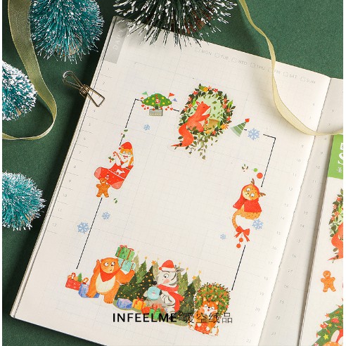 Miếng Hình Dán Sticker DIY Trang Trí Giáng Sinh Merry Christmas Cực Dễ Thương