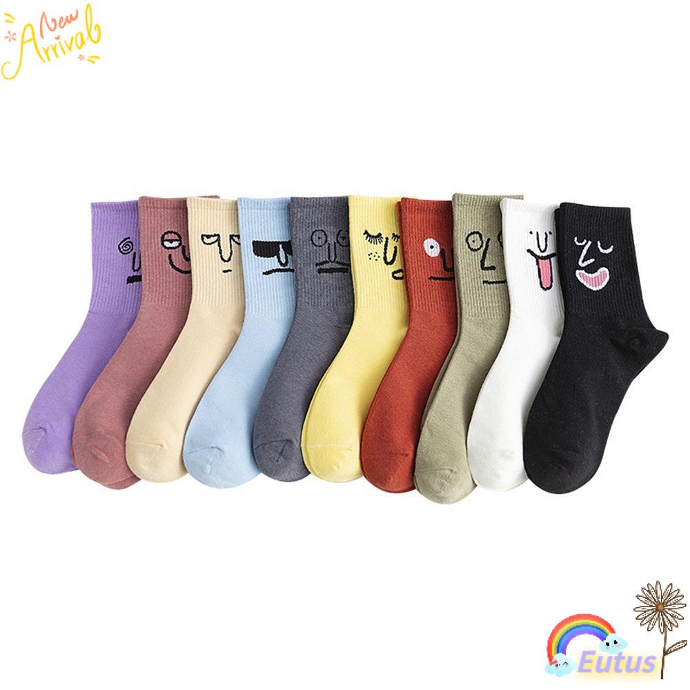 Vớ Màu Trơn Thoáng Khí Họa Tiết Biểu Cảm Vui Nhộn Cho Nam Và Nữ