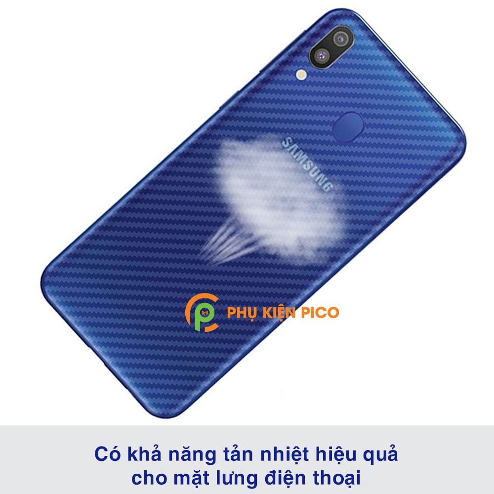 Dán lưng Samsung M20 trong suốt nổi vân Carbon 3D tản nhiệt tốt - Dán lưng vân Carbon Samsung Galaxy M20