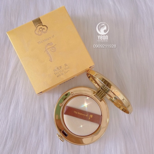 Phấn phủ whoo vàng siêu mịn Whoo Mi two way Pact &amp; Whoo Mi Powder pact tone 1 không nhũ