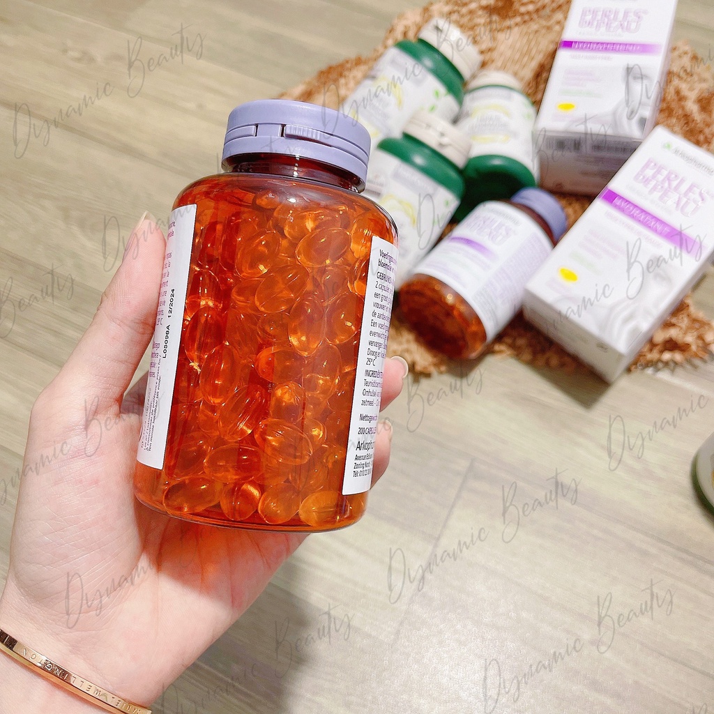 Viên uống collagen đẹp da Arkopharma perles de peau hydraterend 200 viên cấp ẩm, căng bóng da