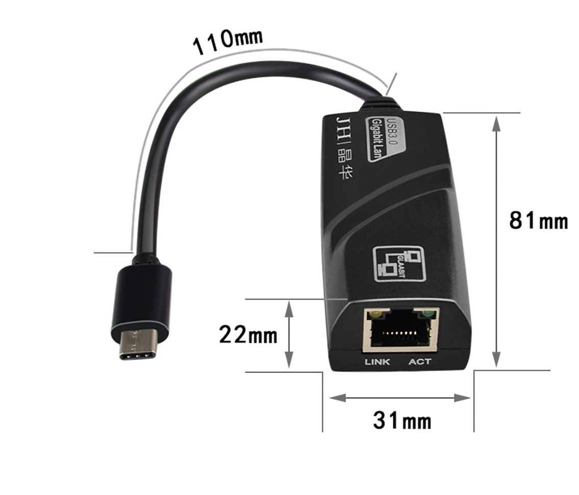 Cáp USB Type c ra Gigabit Ethernet 1000Mbps cho Laptop, Macbook - Jinghua z313