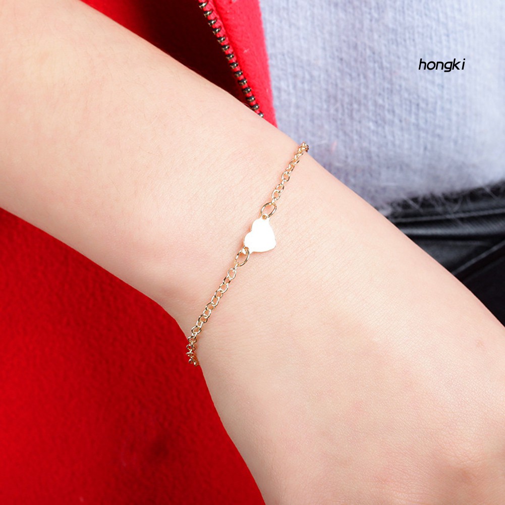 Vòng Tay Hợp Kim Mặt Hình Trái Tim Thời Trang Dành Cho Nữ