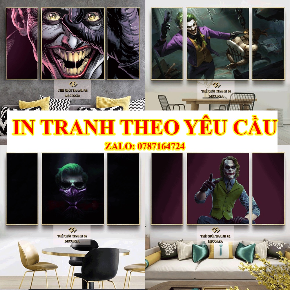 Tranh joker 2 Tranh Phòng khách Phòng ngủ bộ tranh 3 bức cao cấp IN THEO YÊU CẦU