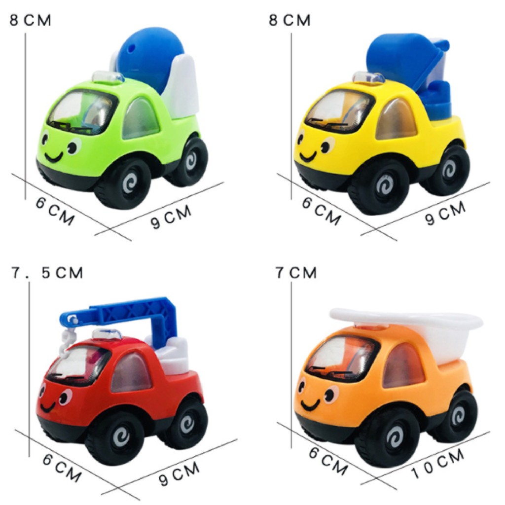 Combo 4 Xe Đồ Chơi Công Trường Mini Máy Múc Cần Cẩu Chạy Trớn Kiểu Dáng Ngộ Nghĩnh Nhựa ABS An Toàn Cho Bé
