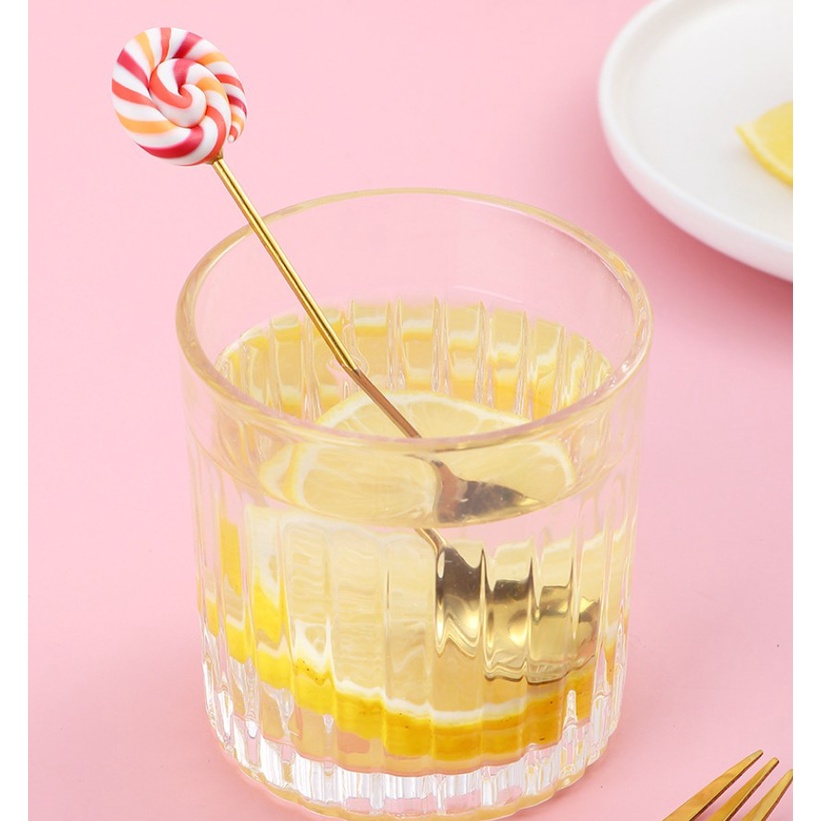 Bộ muỗng nĩa bằng thép không gỉ màu vàng dễ thương