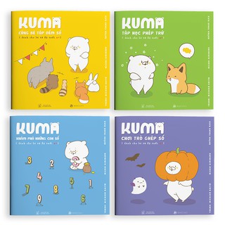 Sách ehon - Set 4 cuốn Kuma làm quen với môn Toán - dành cho trẻ từ 2-6 tuổi