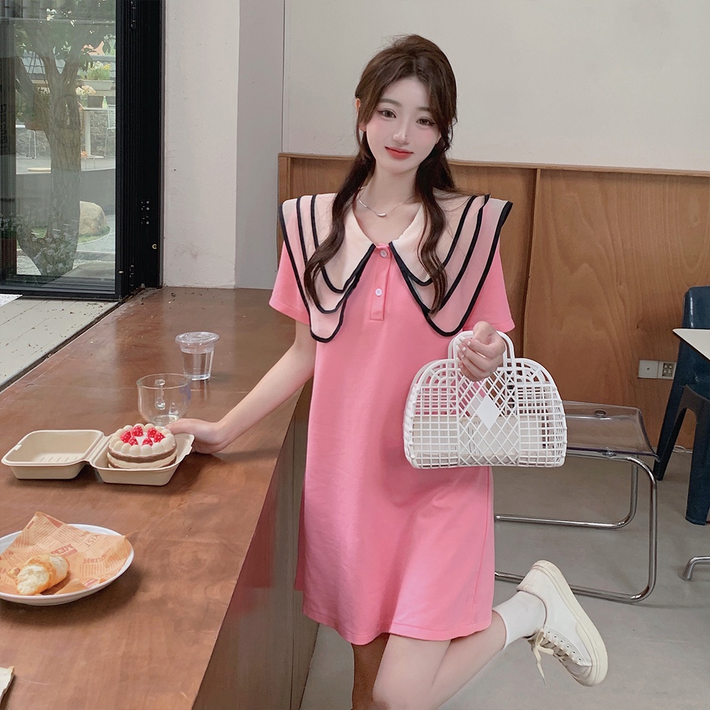 Đầm Ngắn Cổ Búp Bê Nhiều Lớp Thời Trang Mùa Hè Cho Nữ