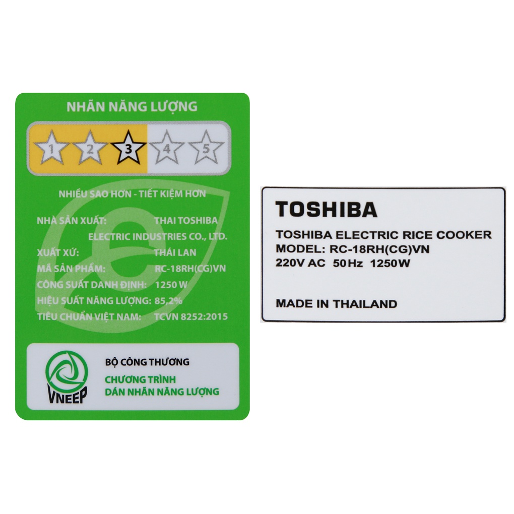 [Mã ELHADEV giảm 4% đơn 300K] Nồi cơm điện cao tần Toshiba 1.8 lít RC-18RH(CG)VN - Mới - Bảo Hành Chính Hãng 12 Tháng