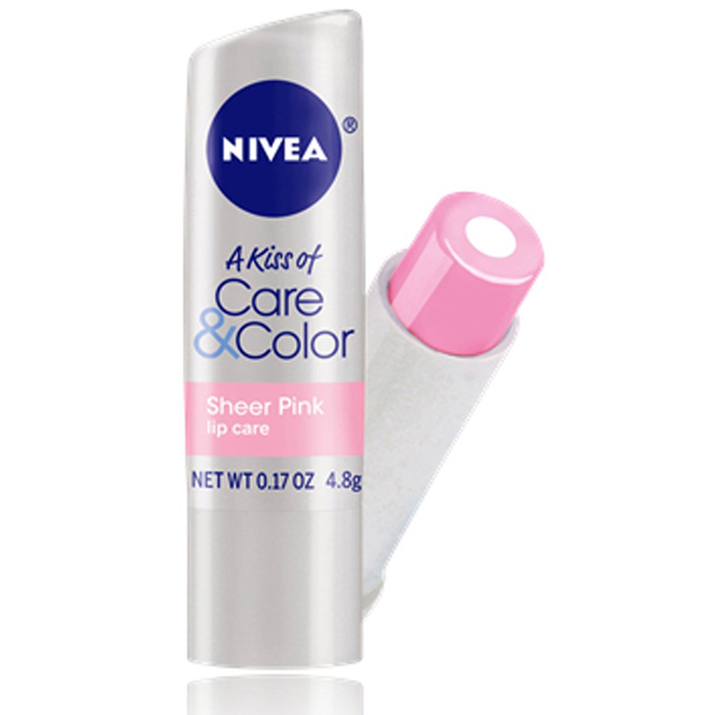 Son dưỡng môi hồng NIVEA Care &amp; Color Sheer Pink Lip Care 4,8g (Mỹ)