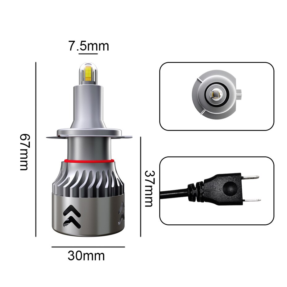 Bóng đèn LED SEAMETAL H1 H7 H11 9005 9006 12V 24V đèn pha ô tô 6000K 90W 9600LM đèn sương mù