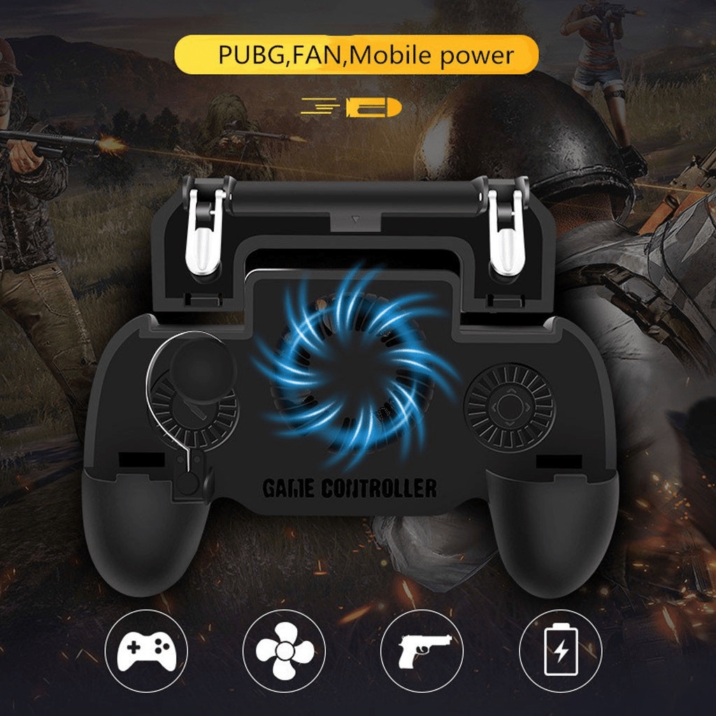 Tay cầm chơi game SR cho điện thoại, tay cầm chơi game PUBG, liên quân, FO4 tản nhiệt tốt và pin sạc dự phòng 2000mah