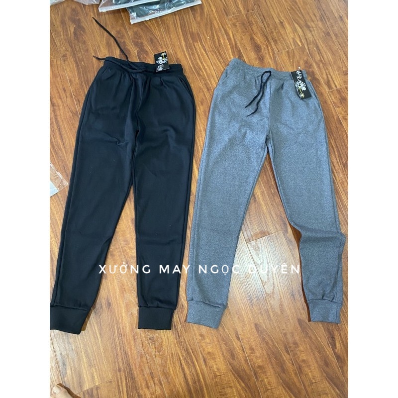 Quần Jogger nữ thể thao tập gym bo gấu màu đen xám - Quần jogger nỉ dây rút nữ cạp chun có túi dáng dài chất vải len tăm | BigBuy360 - bigbuy360.vn