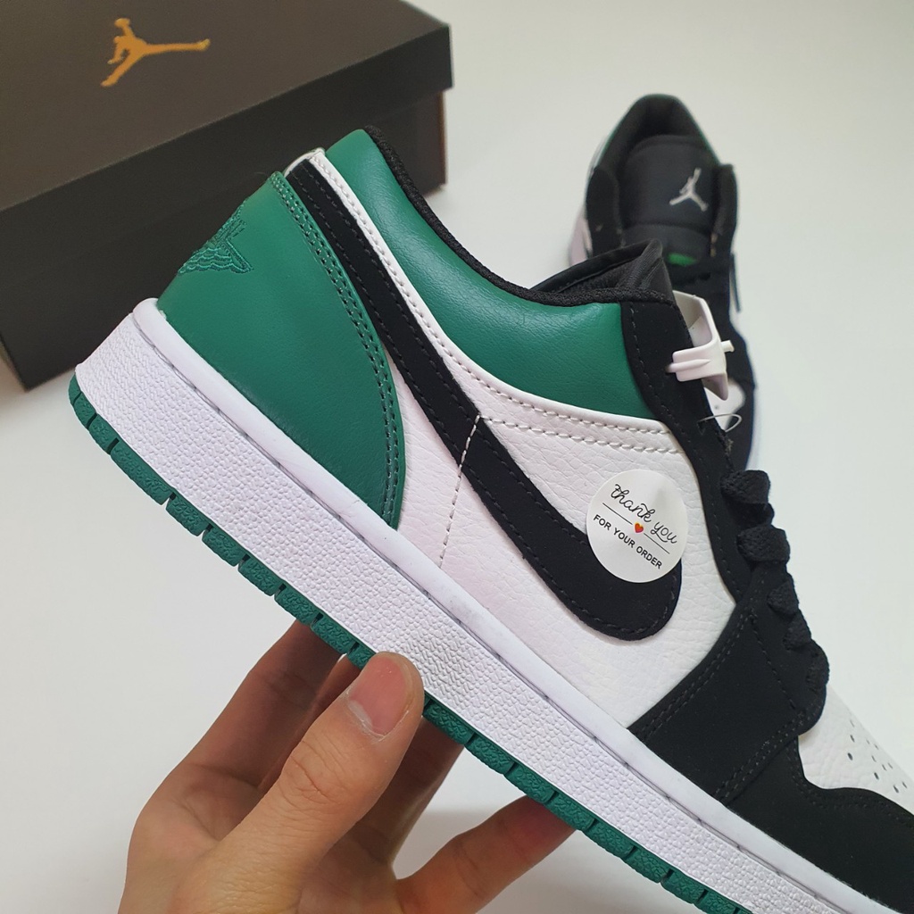 Giày Jordan 1 Low Xanh Đen White Black Mystic Green Fullbox , Giày thể thao jordan 1 cổ thấp xanh đen green da nhăn.