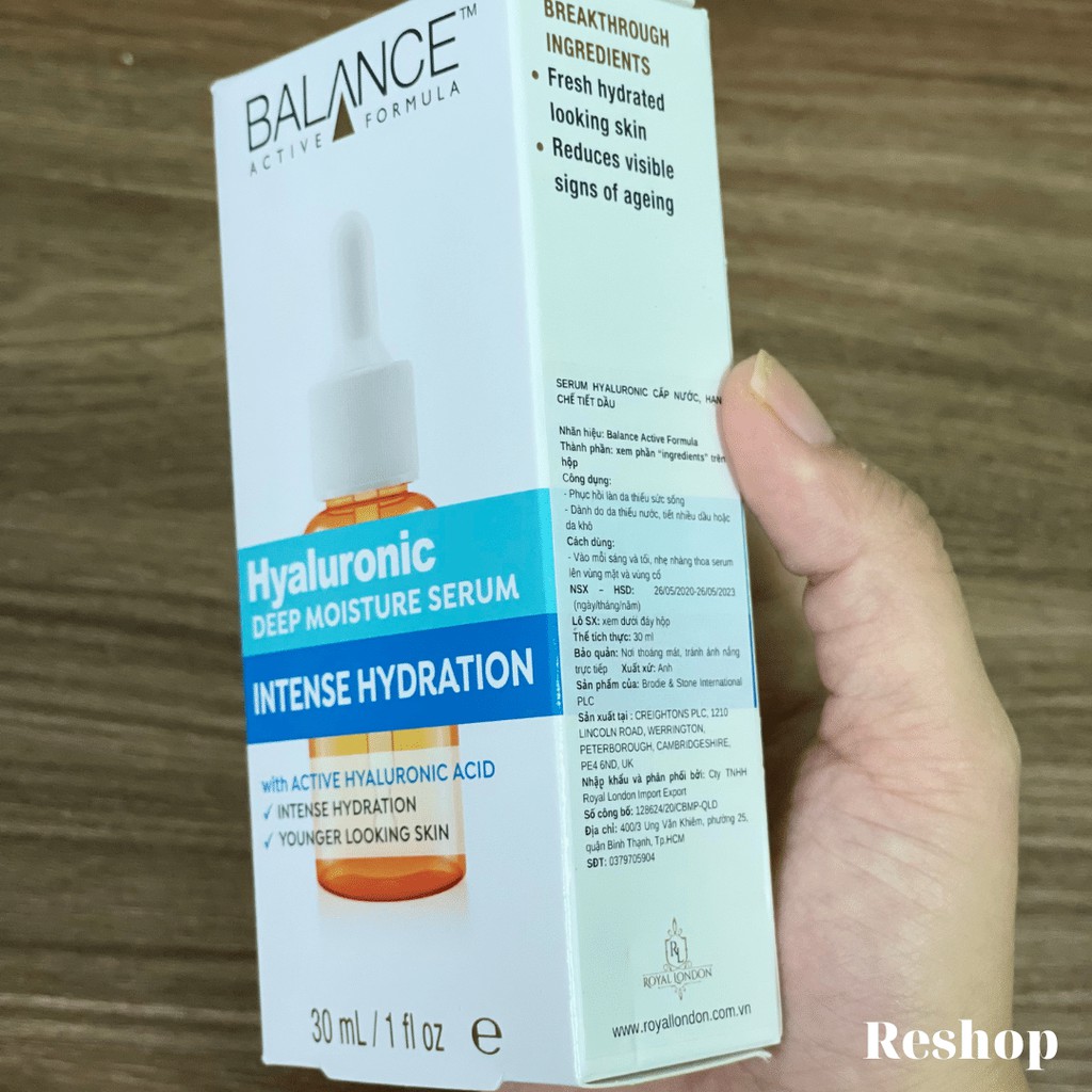 Serum Cấp Nước Dưỡng Ẩm Balance Active Formula Hyaluronic Deep Moisturizing 30ml