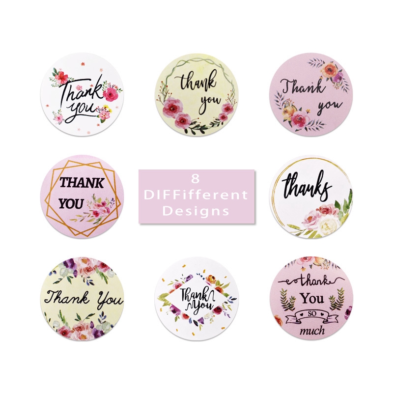 500pcs Thank You Stickers Seal Labels Handmade Flower Sticker Scrapbooking for Gift Decoration