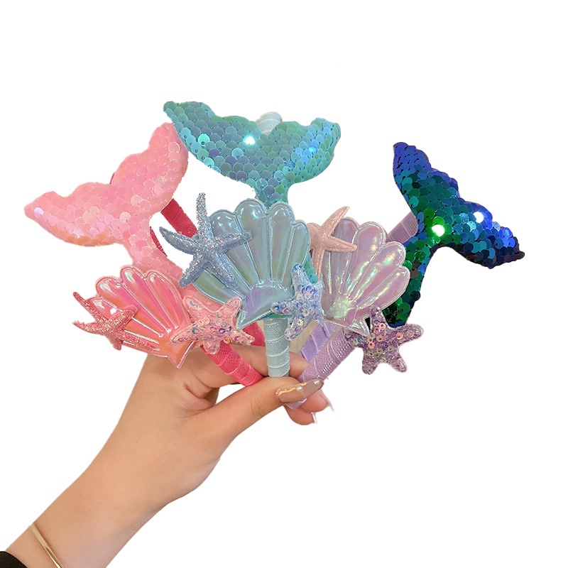 Băng Đô Cài Tóc Họa Tiết Hoạt Hình Đính Sequin Lấp Lánh Xinh Xắn Cho Bé Gái