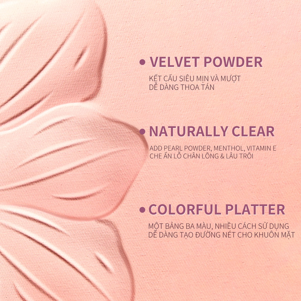 Bảng phấn má hồng FOCALLURE 3 màu sắc tố cao lâu trôi trọng lượng nhẹ 13.5g