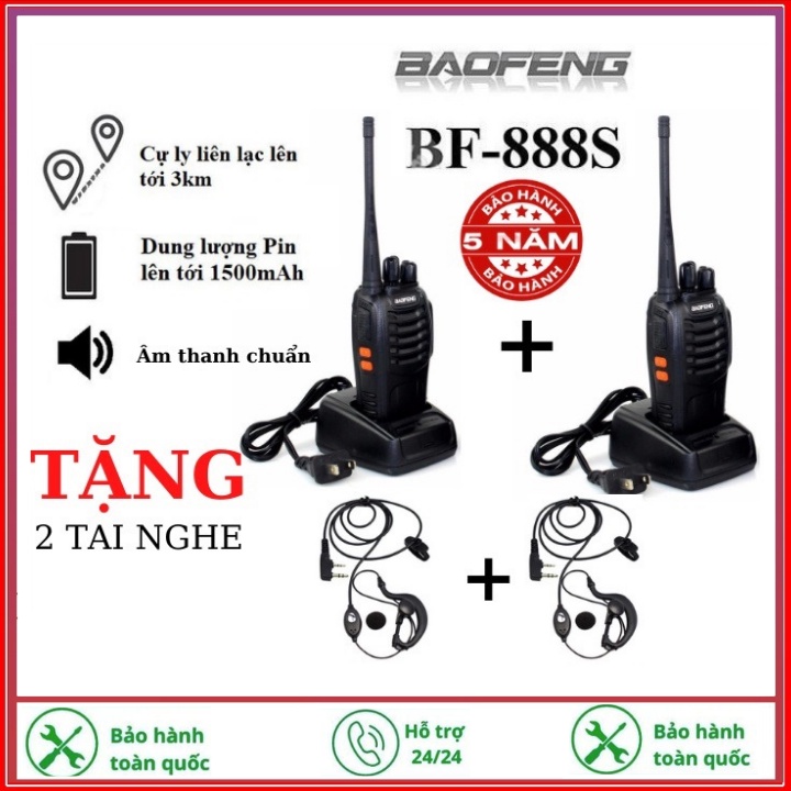 Bộ Đàm - Bộ Đàm Đôi  Baofeng 888s Cực Chất,16 Kênh, Khoảng Cách 3-5km,Hàng Mới 100%-Bảo Hành 12 Tháng