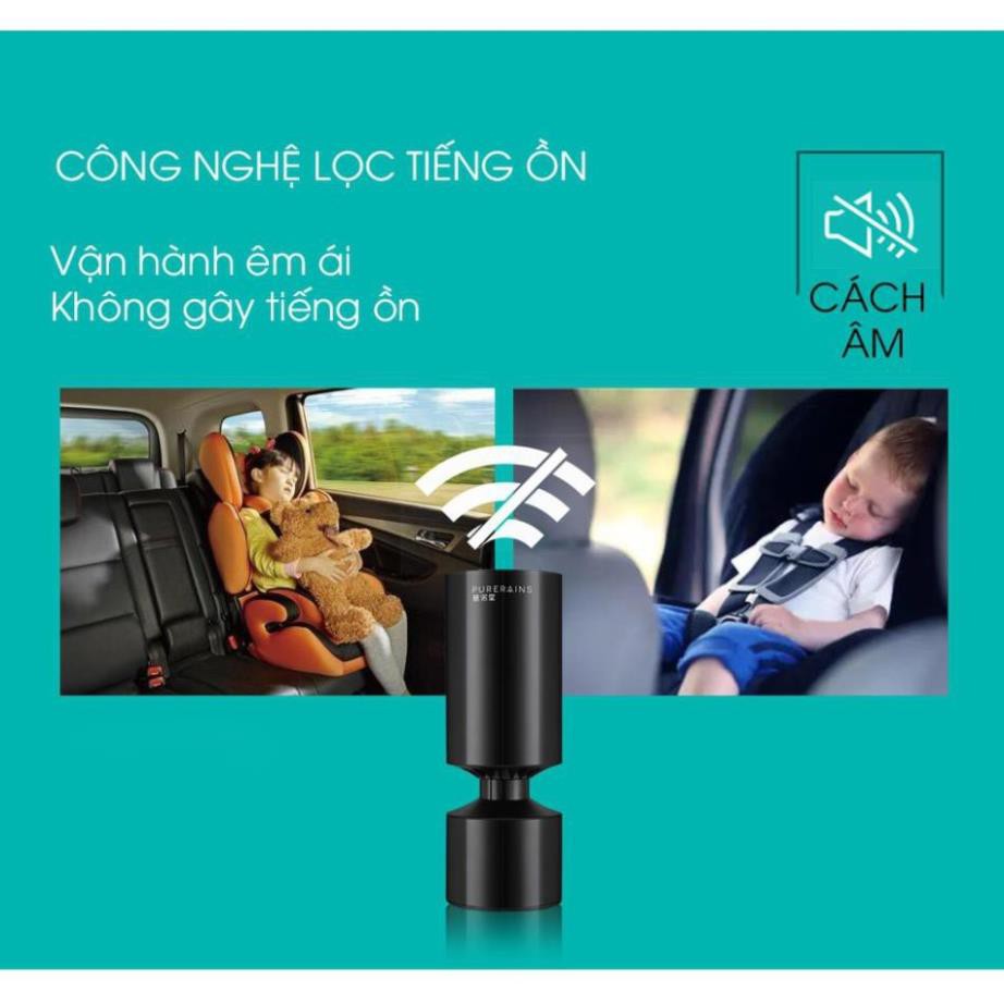 [BH 1 NĂM] Máy lọc không khí mini PureRains sang trọng - Máy lọc không khí ô tô, nhỏ gọn, không gây ồn, LỌC SẠCH 99.9%