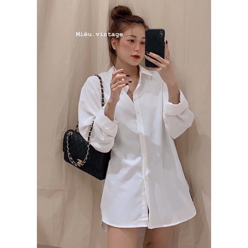 [Mã WASTUP giảm 10% tối đa 30K đơn 99K] ✨DÁNG GIẤU QUẦN✨ Sơ mi trắng dáng dài giấu quần vạt bầu chất kate lụa | BigBuy360 - bigbuy360.vn