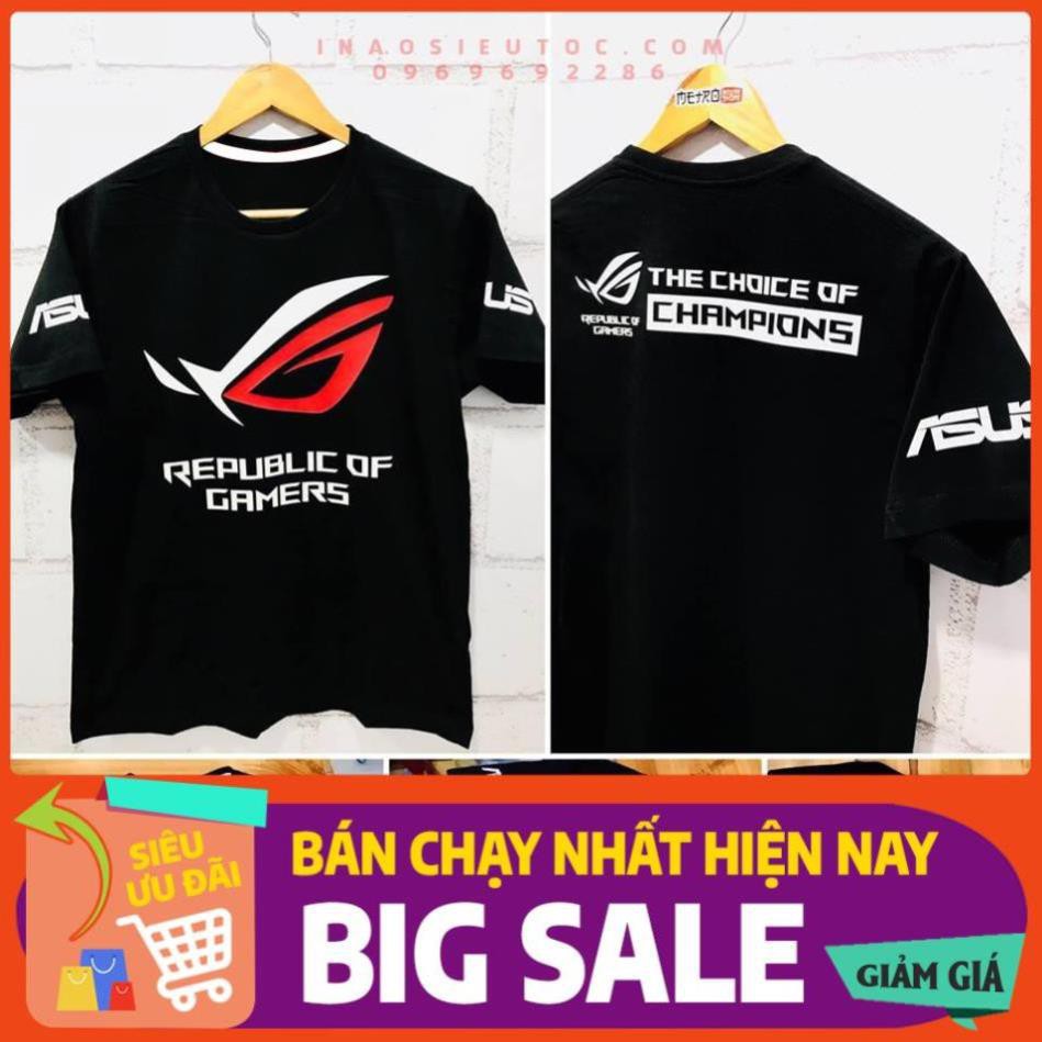 SALE- siêu sale 🔥HOT🔥 áo thun unisex in game Asus  ROG - áo game PUBG - FF - áo team đẹp giá rẻ socmom - ÁO GAME ĐẸP