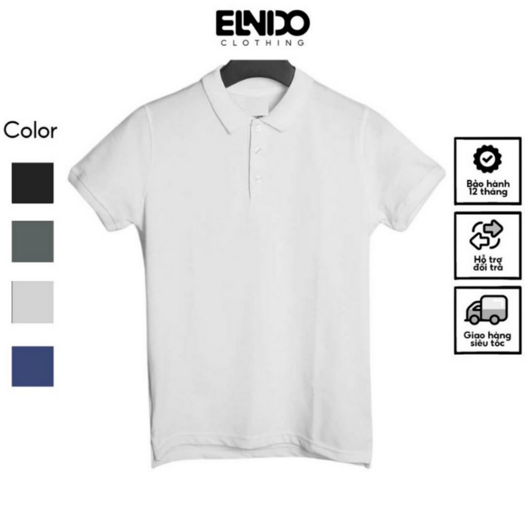 Áo Polo Nam Trơn ELNIDO có cổ bẻ tay ngắn cao cấp vải co giãn thoáng mát-form body ED011