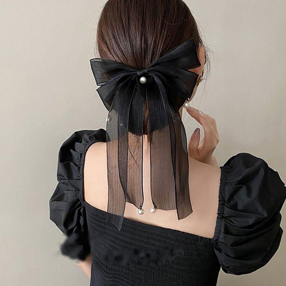 Kẹp Tóc Đuôi Ngựa Ruy Băng Phong Cách Vintage Hàn Quốc Ngọt Ngào WMES15H Giá Đỡ