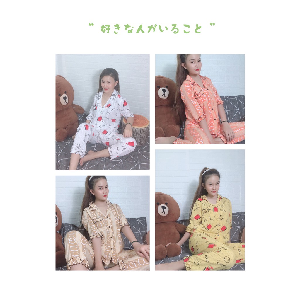 Set Đồ Bộ Pijama Nữ Mặc Nhà-Pizama Ngủ Kate Lụa Mềm Mịn Tay Lửng Quần Dài Phối Bèo Siêu Dễ Thương _ Kèm Hình Thật